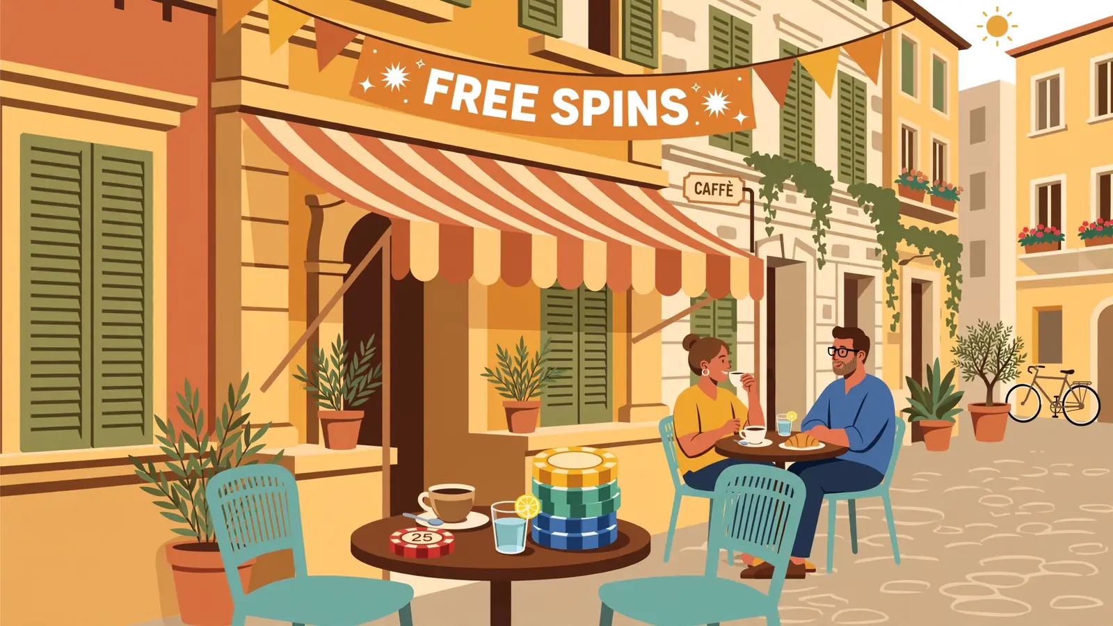 Scena di strada italiana con fiches da casinò